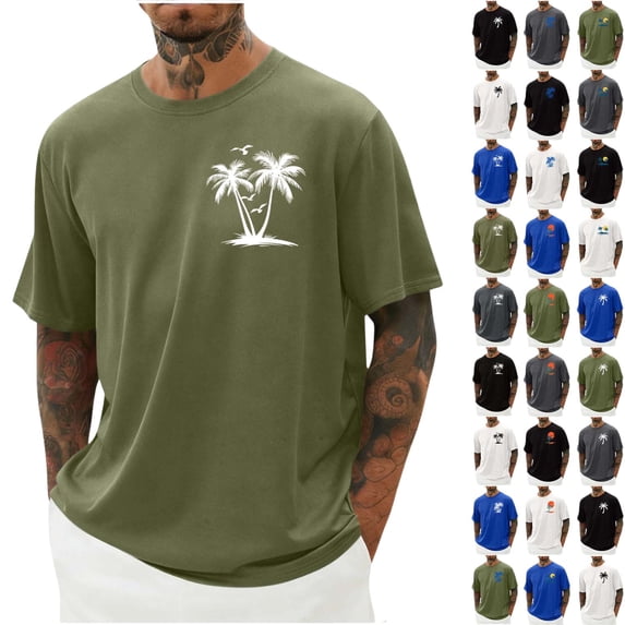 ShiShine Men's Graphic T-Shirt Casual Short Sleeve Crew Neck Summer Beach Tee Lightweight Breathable Top for Vacation Daily Wear