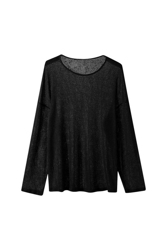 Men's Oversized Long Sleeve Sheer Mesh Knit Sweater Tops Loose Hollow Out Pullover Jumper Beach Shirt