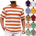 thumbnail image 1 of ShiShine Men's Short Sleeve Crew Neck Striped T-Shirt Casual Classic Tee Soft Breathable Top for Daily Wear Summer, 1 of 5