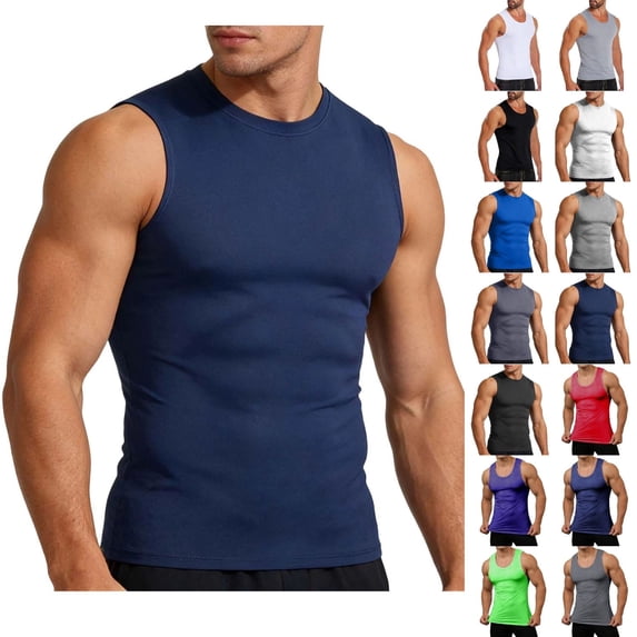 ShiShine Men's Sleeveless Tank Top Cool Breathable Quick Dry Shirt Summer Lightweight Slim Fit Workout Tank for Gym, Running, Fitness