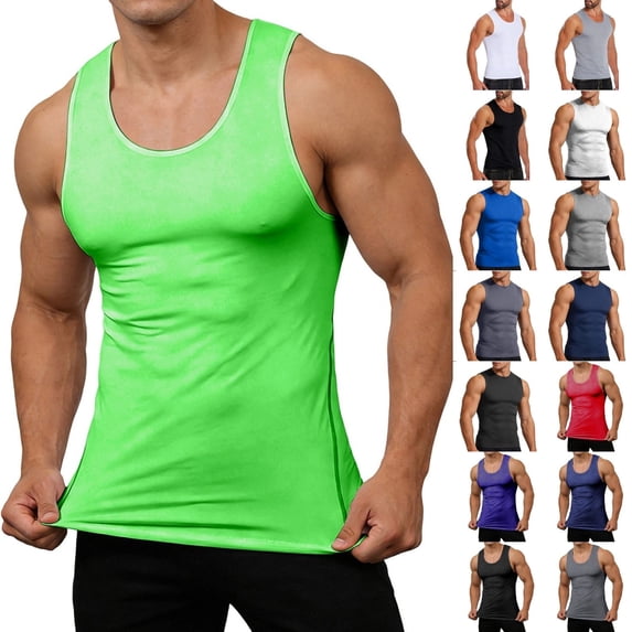 ShiShine Men's Sleeveless Tank Top Cool Breathable Quick Dry Shirt Summer Lightweight Slim Fit Workout Tank for Gym, Running, Fitness