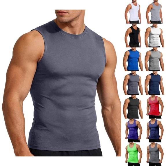 ShiShine Men's Sleeveless Tank Top Cool Breathable Quick Dry Shirt Summer Lightweight Slim Fit Workout Tank for Gym, Running, Fitness