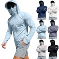 thumbnail image 1 of ShiShine Men's UPF 50+ Sun Protection Hoodie Jacket with Face Cover Full Zip Long Sleeve Rash Guard with Thumb Holes Lightweight Athletic Top, 1 of 9