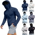 thumbnail image 1 of ShiShine Men's UPF 50+ Sun Protection Hoodie Jacket with Face Cover Full Zip Long Sleeve Rash Guard with Thumb Holes Lightweight Athletic Top, 1 of 9