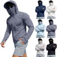 thumbnail image 1 of ShiShine Men's UPF 50+ Sun Protection Hoodie Jacket with Face Cover Full Zip Long Sleeve Rash Guard with Thumb Holes Lightweight Athletic Top, 1 of 9