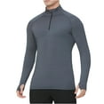 thumbnail image 1 of ShiShine Mens Quarter Zip Pullover Top Long Sleeve Athletic Compression Shirt Mock Neck Workout Sweatshirt with Thumbs Holes, 1 of 6