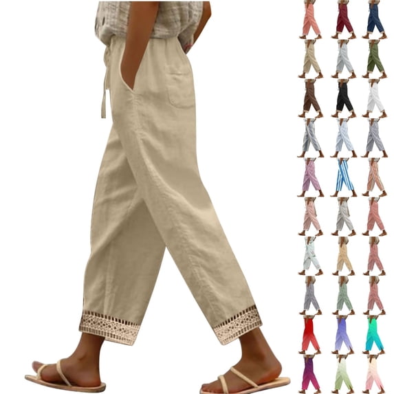 ShiShine Solid Color Pants for Women Casual Drawstring Trendy Trousers with Pocket