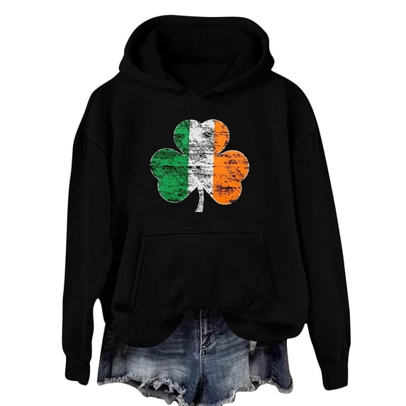 ShiShine St Patricks Day Sweatshirt for Women Hooded Long Sleeve Casual Pullover with Cute Print