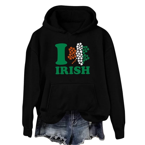 ShiShine St Patricks Day Sweatshirt for Women Hooded Long Sleeve Casual Pullover with Cute Print