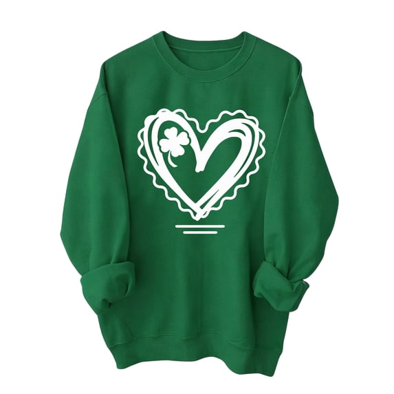 ShiShine St Patricks Day Sweatshirt for Women Long Sleeve Crewneck Pullover with Holiday Graphic Print