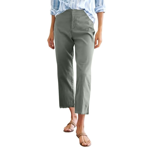 ShiShine Straight Leg Capris for Women Business Casual Work Pants Length Trousers