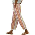thumbnail image 1 of ShiShine Striped Pants for Women Casual Drawstring Trendy Trousers with Pocket, 1 of 6