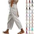 thumbnail image 1 of ShiShine StripedPants for Women Casual Drawstring Trendy Trousers with Pocket, 1 of 6