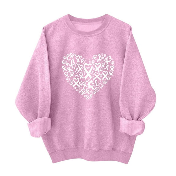 ShiShine Sweatshirt for Women Breast Cancer Awareness Sweatshirt Crewneck Long Sleeve Pullover Shirts 2025