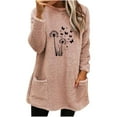 thumbnail image 1 of ShiShine Sweatshirt for Women Plush Warm Sweater Print Crew Neck Tops Long Sleeve Tunic Pullover with Pockets, 1 of 5