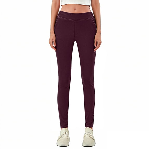 ShiShine Tapered Faux Jeans for Women Elastic Waist Pull on Stretch Pants Casual Slim Fit Trendy Lounge Trousers