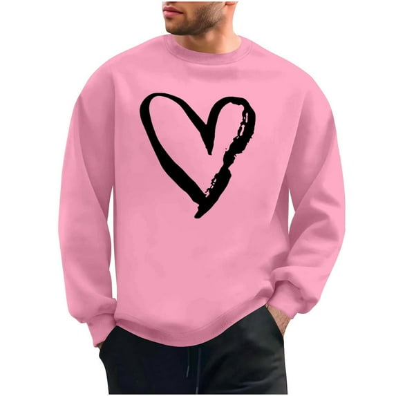 ShiShine Valentines Day Couple Heart Print Sweatshirt Crewneck Long Sleeve Loose Fit Casual Pullover for Men and Women