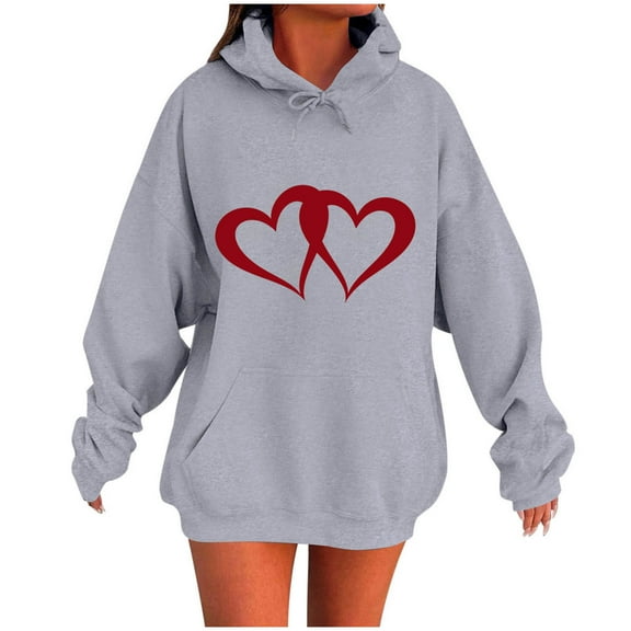 ShiShine Valentines Day Sweatshirt for Women Funny Love Heart Hooides Casual Valentine Pullover Long Sleeve Tops