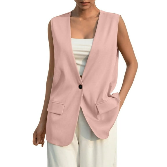 ShiShine Vest Tops for Women Trendy Sleeveless Blazer Jackets Button Casual Open Front Waistcoat Dressy Suit Vest 2025