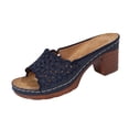 thumbnail image 1 of ShiShine Wedge Sandals for Women Dressy Summer Hollow Out Open Toe Chunky Low Heel Sandals, 1 of 9