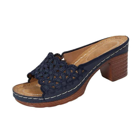 ShiShine Wedge Sandals for Women Dressy Summer Hollow Out Open Toe Chunky Low Heel Sandals