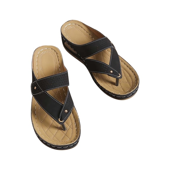 ShiShine Wedge Sandals for Women Slip On Summer Casual Beach Flip Flops Sandals for Women Wide Width Casual Comfortable Walking Slippers