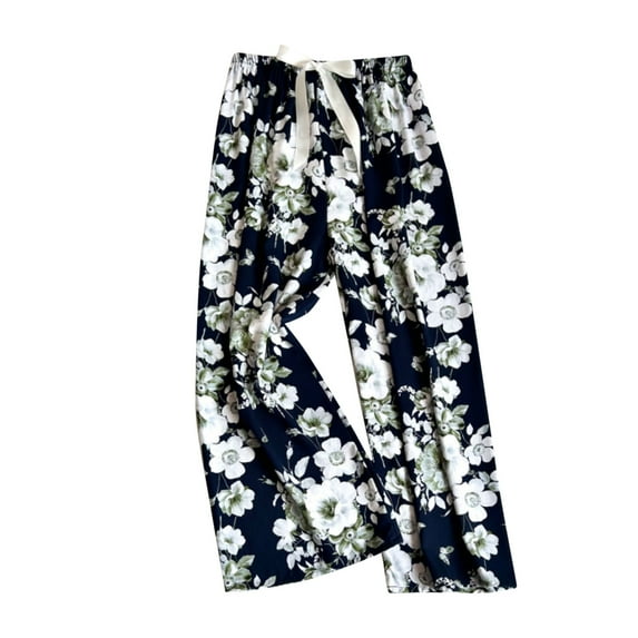 ShiShine Wide Leg Pajama Pants for Women Floral Print Soft Sleep Bottoms Loose Fit Comfy Elastic Waist Lounge Pants