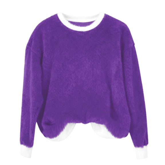 ShiShine Winter Plush Warm Shirt for Women Cute Crew Neck Soft Cozy Blouse Fall Long Sleeve Pullover Tops