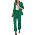 thumbnail image 1 of ShiShine Women's 2025 2 Piece Blazer Set Casual Loose Long Blazer Jackets and Dressy Wide Leg Pant Suits Pockets, 1 of 9