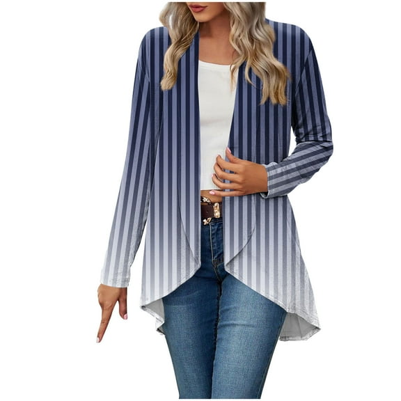 ShiShine Women’s 2025 Fall Fashion Stripe Cardigan Lightweight Soft Cardigan Long Sleeve Open Front Coat