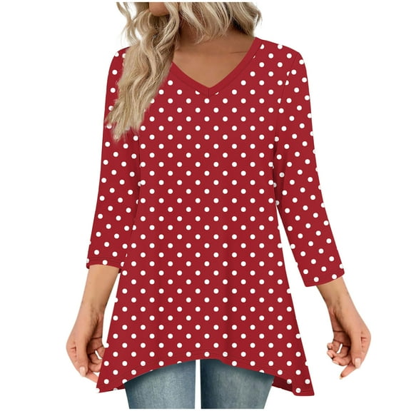 ShiShine Women's 3/4 Long Sleeve Tunic Tops Fall Shirts to Wear with Leggings Loose Fit Dressy V-Neck Blouse