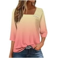 thumbnail image 1 of ShiShine Women's 3/4 Sleeve Shirts Square Neck Tops Gradient Color Dressy Casual Basic Tees T Shirts Blouses, 1 of 5