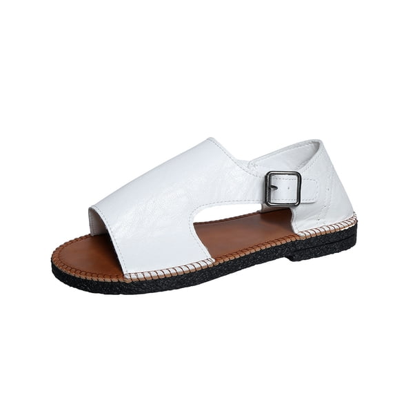 ShiShine Women's Adjustable Buckle Slingback Sandals Open Toe Flat Comfortable Casual Slip On Sandals