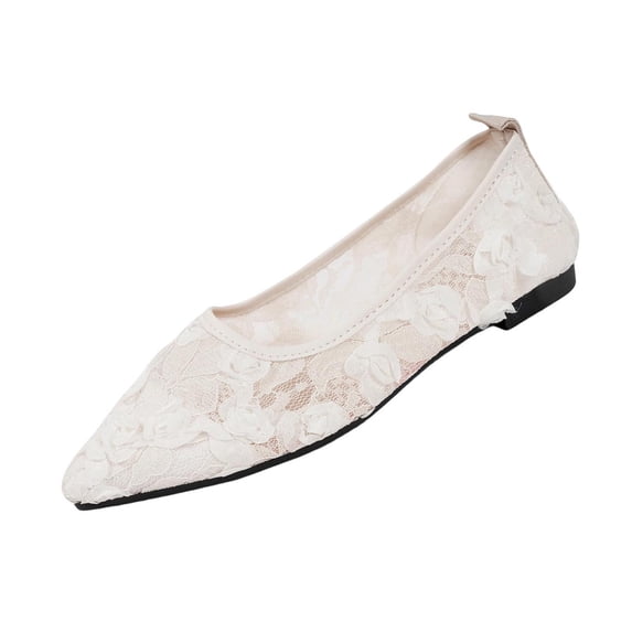 ShiShine Women's Ballet Flats Pointed Toe Slip on Lace Ballerina Flat Comfortable Wedding Casual Dressy Floral Flats Shoes