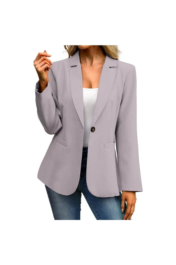 Women's Blazer Business Casual Lightweight Suit - Long Sleeve Slim Fit Work Office Jacket with Pockets