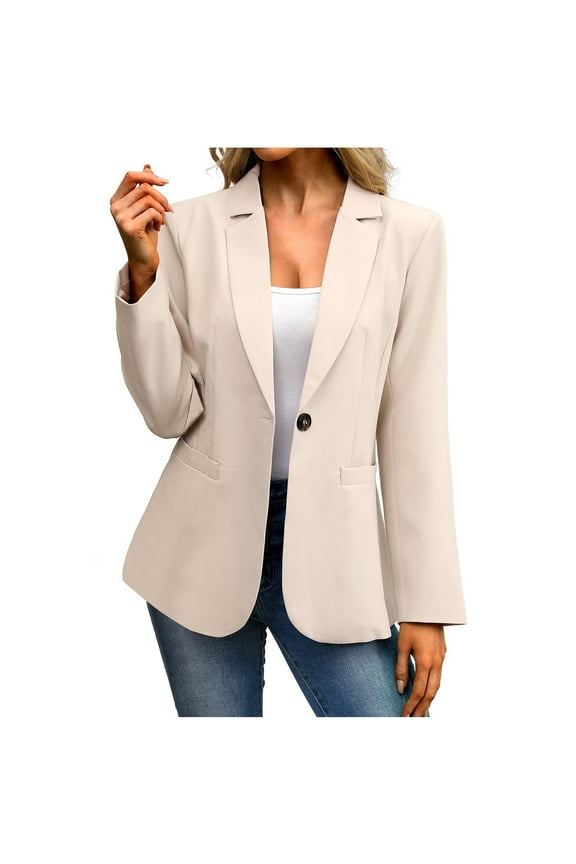 Women's Blazer Business Casual Lightweight Suit - Long Sleeve Slim Fit Work Office Jacket with Pockets