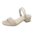 thumbnail image 1 of ShiShine Women's Block Heel Sandals Rhinestone Buckle Two Way Wear Casual Commute Shoes, 1 of 6