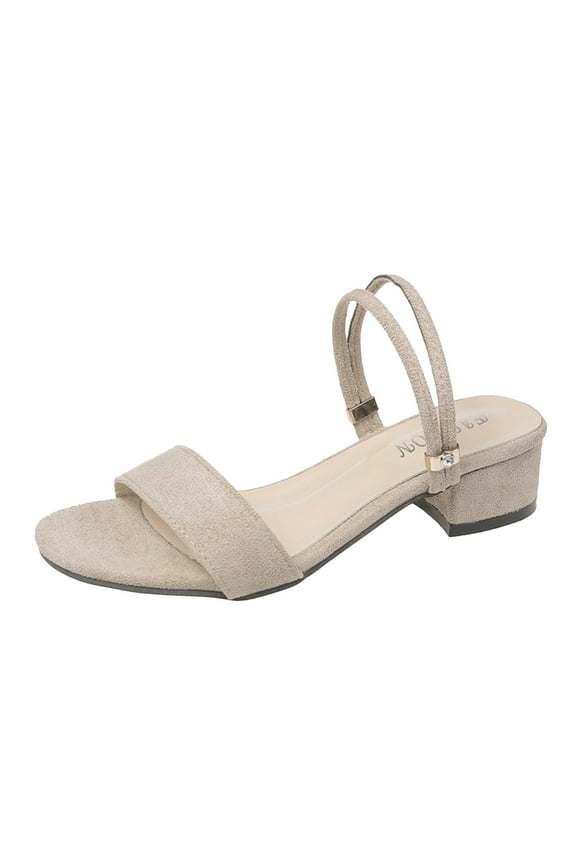 Women's Block Heel Sandals Rhinestone Buckle Two Way Wear Casual Commute Shoes