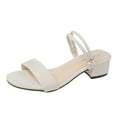 thumbnail image 1 of ShiShine Women's Block Heel Sandals Rhinestone Buckle Two Way Wear Casual Commute Shoes, 1 of 4