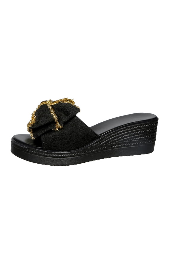Women's Bow Platform Sandals Open Toe Boho Dressy Cute Wedding Vacation Summer Slides Shoes Fashion Slippers