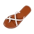thumbnail image 1 of ShiShine Women's Braided Toe Post Slide Sandals Casual Flat Summer Beach Flip Lightweight Flops Sandals, 1 of 5