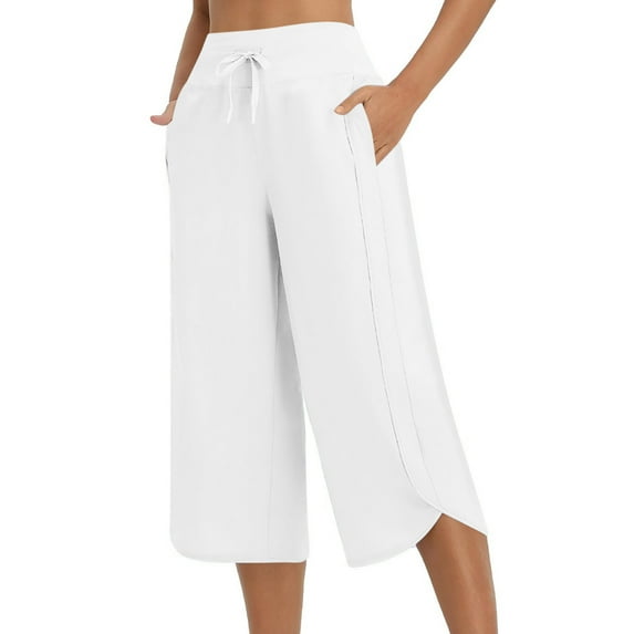 ShiShine Women's Capri Pants Wide Leg Athletic Yoga with Pockets Quick Dry Hiking Pants Loose Lounge