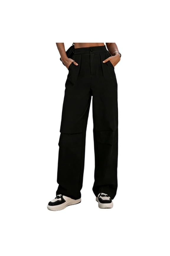 Women's Cargo Pants Button Waist Straight Leg Baggy Pants Outdoor Athletic Climbing Trousers