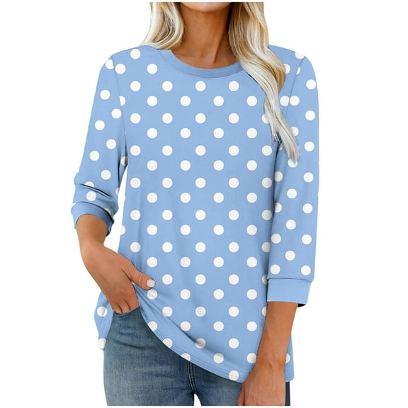 ShiShine Women's Casual 3/4 Long Sleeve Crew Neck Tee Tops Trendy Novelty Printed Blouses Fall Clothes Pullover Shirts