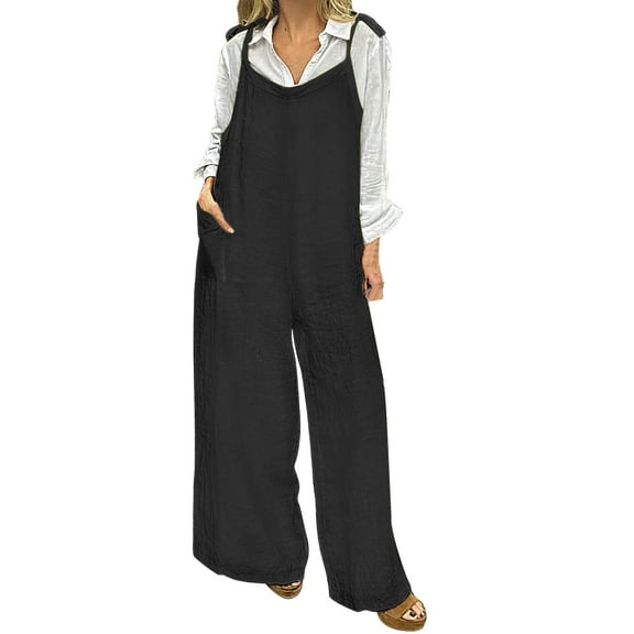ShiShine Women's Casual Jumpsuits Wide Leg Overalls Baggy Rompers with Pockets