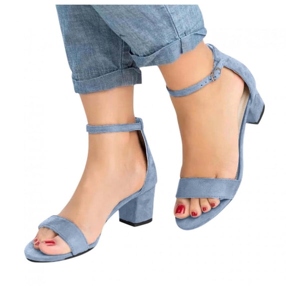 ShiShine Women's Chunky Heels Open Toe Ankle Strap Heeled Summer Casual Sandals