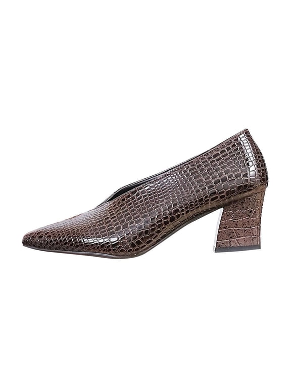 Women’s Chunky Low Block Heels Closed Toe Dress Pumps Shoes
