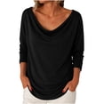 thumbnail image 1 of ShiShine Women's Cowl Neck Ruched Tops Draped Front Long Sleeve Casual Loose Fit Solid Basic Shirts Fall Tunic Blouse, 1 of 6