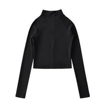 ShiShine Women's Cropped Workout Jacket Zip UP Pullover Running Athletic Outwear Slim Fit Long Sleeve Yoga Top