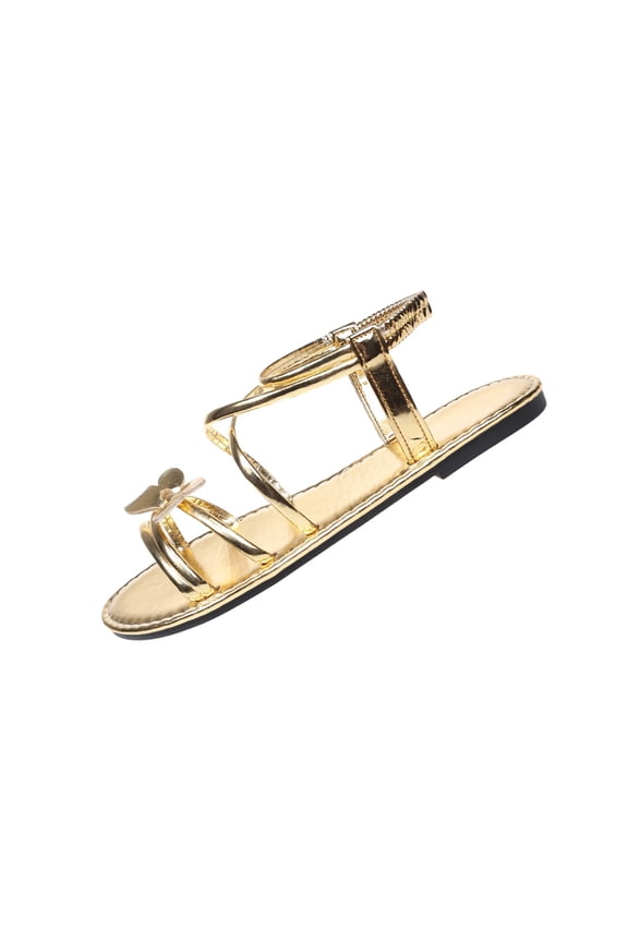 Women's Elastic Ankle Strap Sandals Open Toe Comfortable Strappy Butterfly Flats Shoes Slip on Casual Walking Summer Sandals